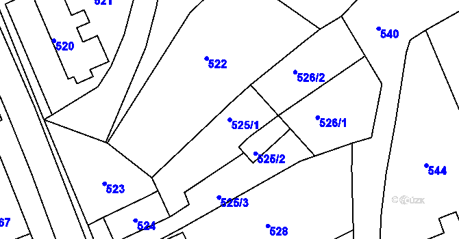 Parcela st. 525/1 v KÚ Velehrad, Katastrální mapa