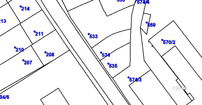 Parcela st. 534 v KÚ Velehrad, Katastrální mapa
