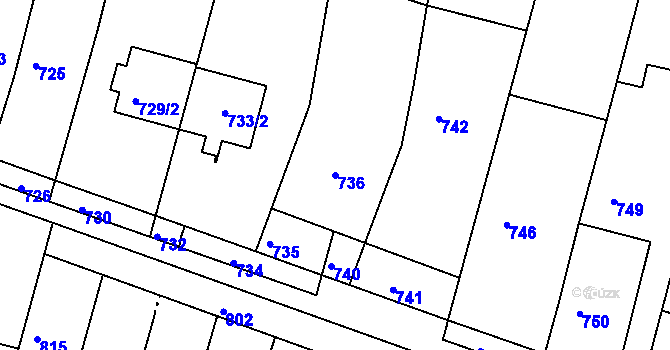 Parcela st. 736 v KÚ Velehrad, Katastrální mapa
