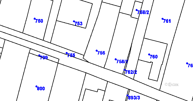 Parcela st. 756 v KÚ Velehrad, Katastrální mapa