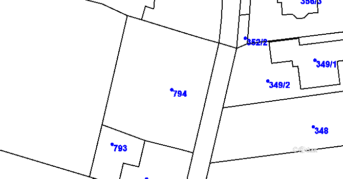 Parcela st. 794 v KÚ Velehrad, Katastrální mapa