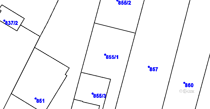 Parcela st. 855/1 v KÚ Velehrad, Katastrální mapa