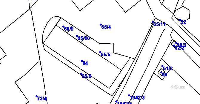 Parcela st. 65/5 v KÚ Velehrad, Katastrální mapa