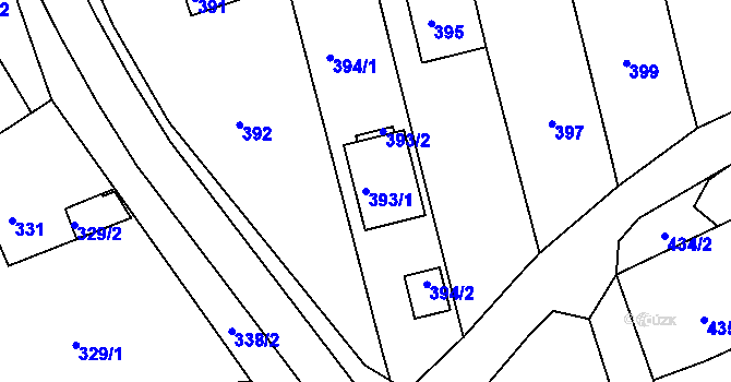 Parcela st. 393/1 v KÚ Velehrad, Katastrální mapa