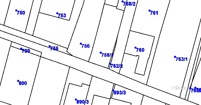 Parcela st. 758/1 v KÚ Velehrad, Katastrální mapa