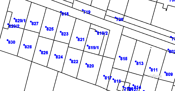 Parcela st. 819/1 v KÚ Velehrad, Katastrální mapa