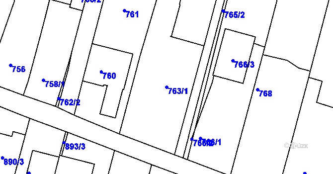 Parcela st. 763/1 v KÚ Velehrad, Katastrální mapa