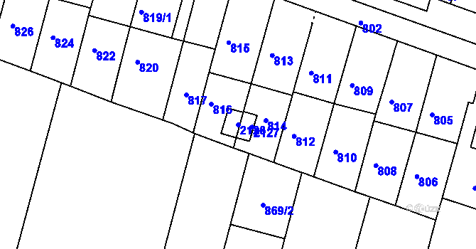Parcela st. 2126 v KÚ Velehrad, Katastrální mapa