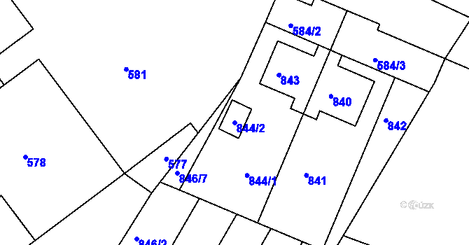 Parcela st. 844/2 v KÚ Velehrad, Katastrální mapa