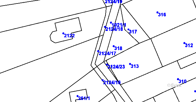 Parcela st. 2124/17 v KÚ Velehrad, Katastrální mapa