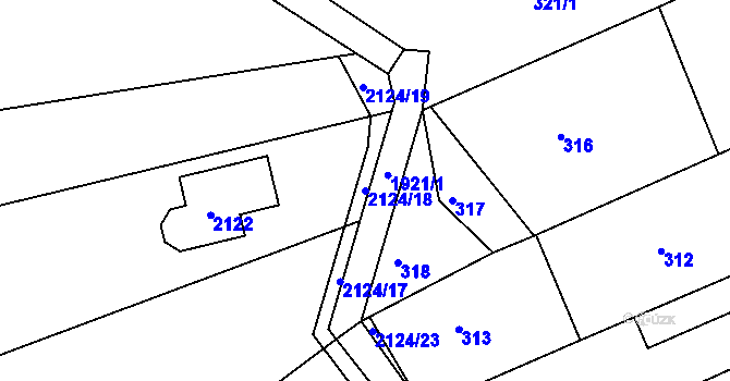 Parcela st. 2124/18 v KÚ Velehrad, Katastrální mapa