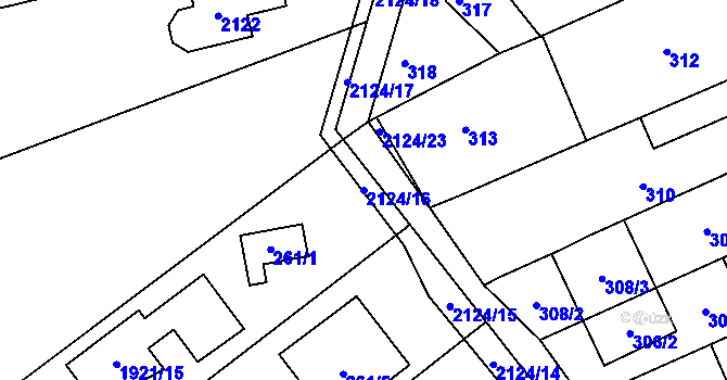 Parcela st. 2124/16 v KÚ Velehrad, Katastrální mapa