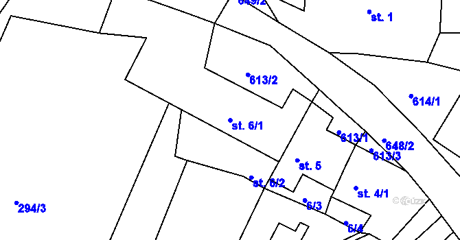 Parcela st. 6/1 v KÚ Březno, Katastrální mapa
