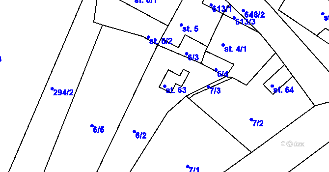Parcela st. 63 v KÚ Březno, Katastrální mapa