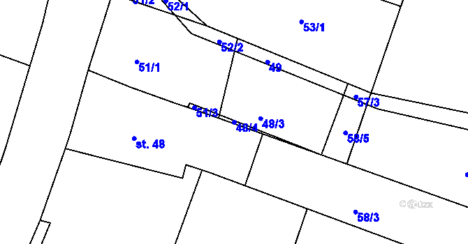 Parcela st. 48/4 v KÚ Březno, Katastrální mapa