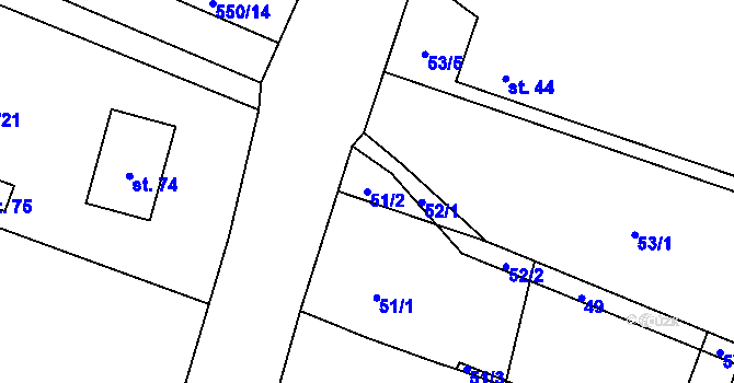 Parcela st. 51/2 v KÚ Březno, Katastrální mapa