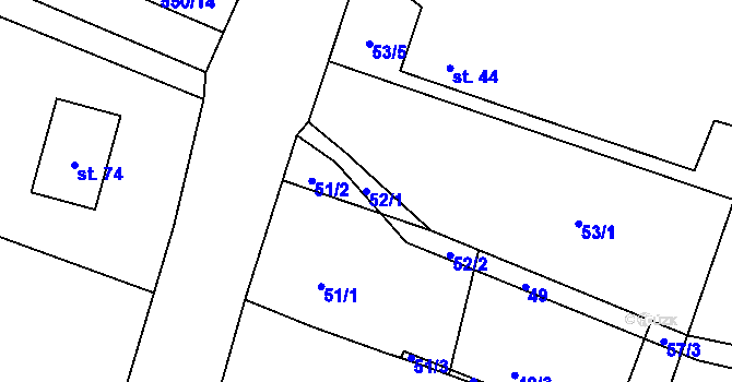 Parcela st. 52/1 v KÚ Březno, Katastrální mapa