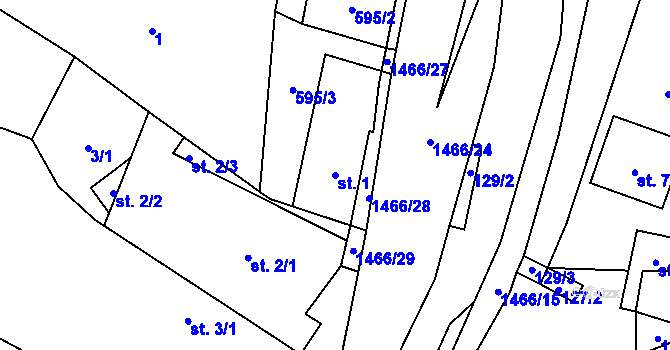 Parcela st. 1 v KÚ Velemín, Katastrální mapa