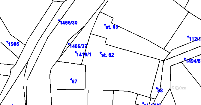 Parcela st. 62 v KÚ Velemín, Katastrální mapa