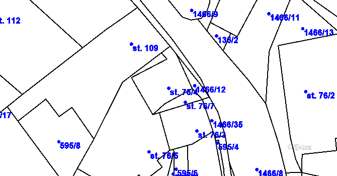 Parcela st. 76/4 v KÚ Velemín, Katastrální mapa