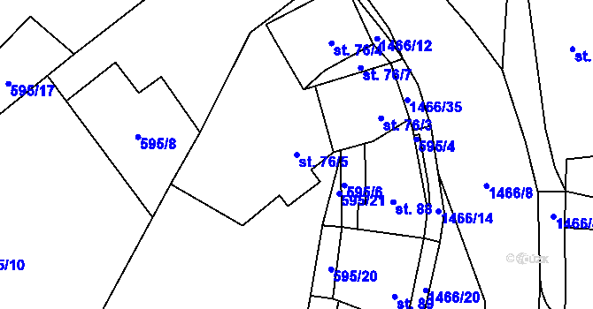 Parcela st. 76/5 v KÚ Velemín, Katastrální mapa