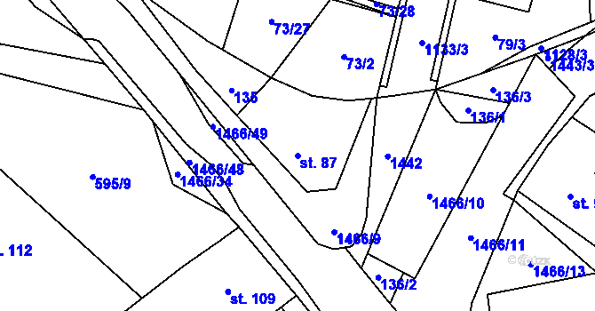 Parcela st. 87 v KÚ Velemín, Katastrální mapa