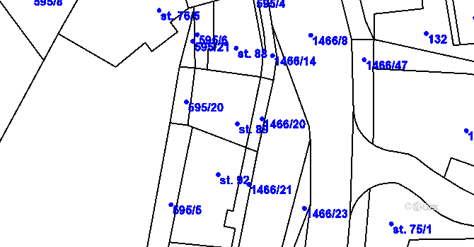Parcela st. 89 v KÚ Velemín, Katastrální mapa