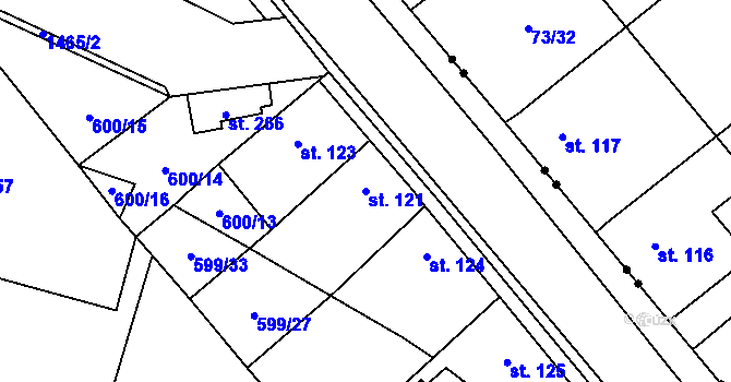 Parcela st. 121 v KÚ Velemín, Katastrální mapa