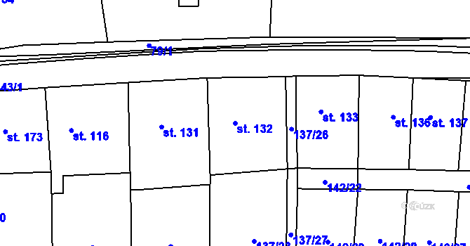 Parcela st. 132 v KÚ Velemín, Katastrální mapa