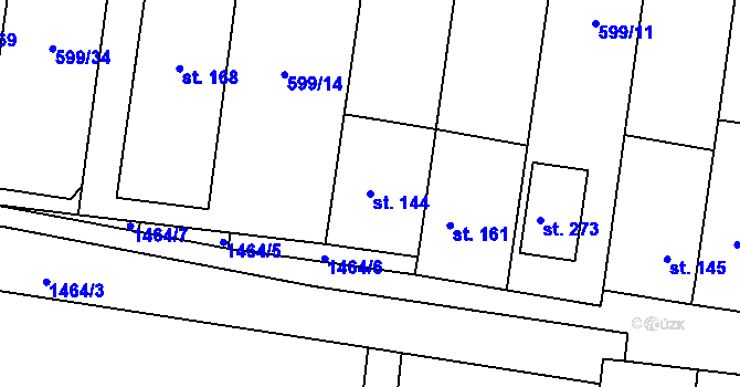Parcela st. 144 v KÚ Velemín, Katastrální mapa