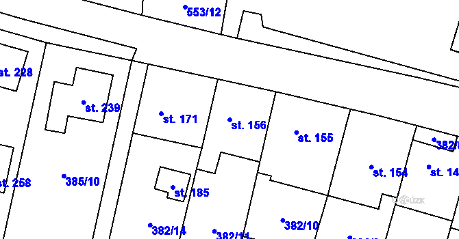 Parcela st. 156 v KÚ Velemín, Katastrální mapa