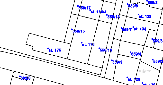 Parcela st. 176 v KÚ Velemín, Katastrální mapa