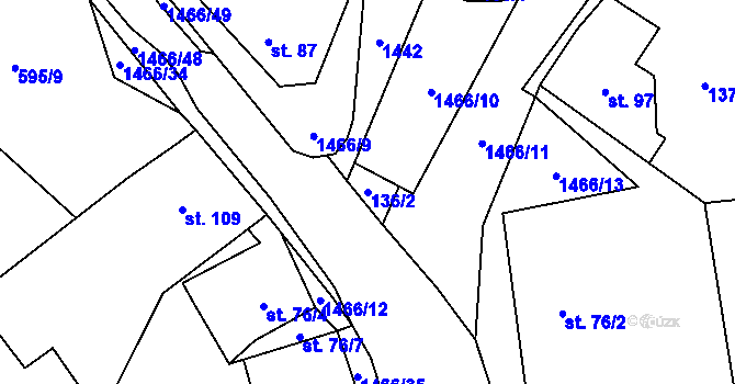 Parcela st. 136/2 v KÚ Velemín, Katastrální mapa
