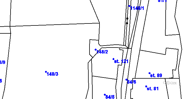 Parcela st. 148/2 v KÚ Velemín, Katastrální mapa