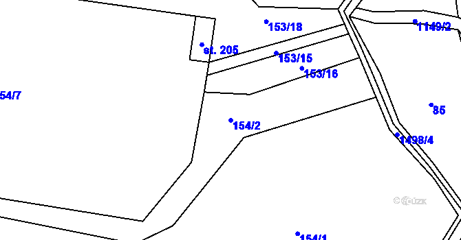 Parcela st. 154/2 v KÚ Velemín, Katastrální mapa