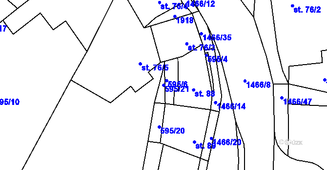 Parcela st. 595/21 v KÚ Velemín, Katastrální mapa