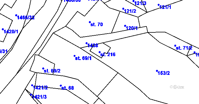 Parcela st. 216 v KÚ Velemín, Katastrální mapa