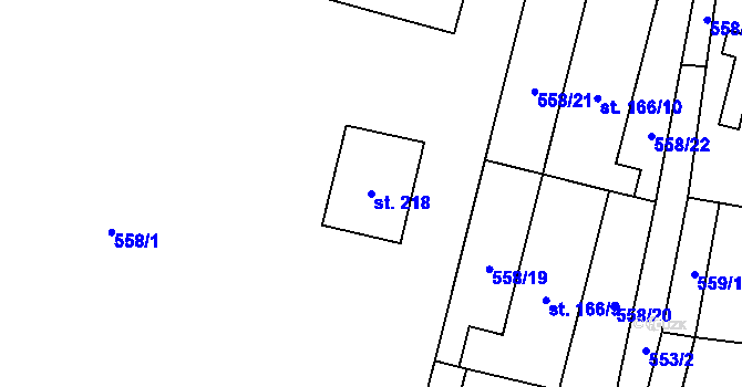 Parcela st. 218 v KÚ Velemín, Katastrální mapa