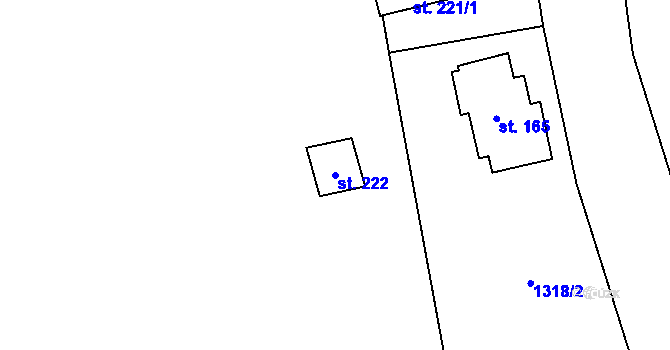 Parcela st. 222 v KÚ Velemín, Katastrální mapa