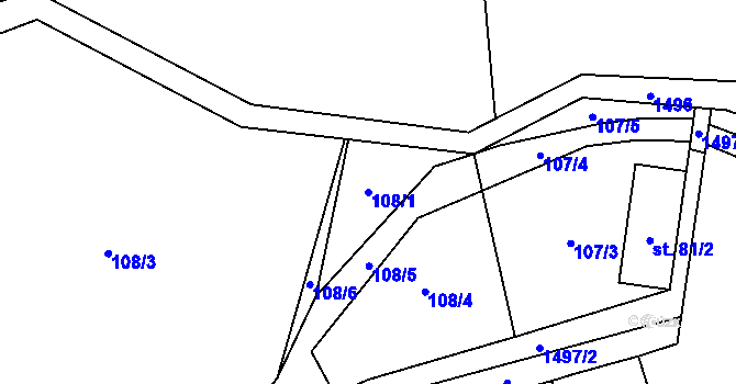 Parcela st. 108/1 v KÚ Velemín, Katastrální mapa