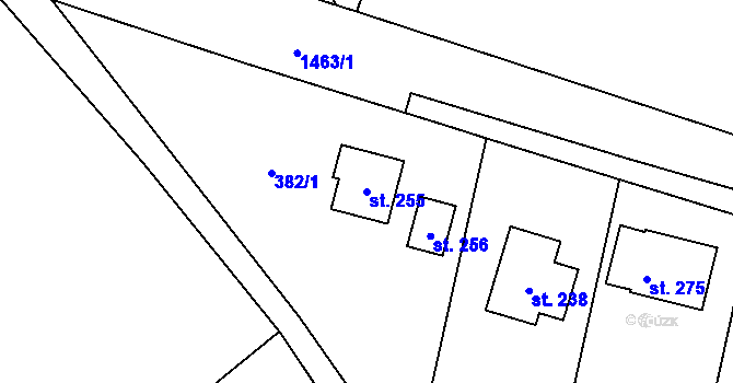 Parcela st. 255 v KÚ Velemín, Katastrální mapa