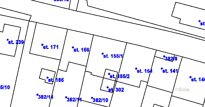 Parcela st. 155/1 v KÚ Velemín, Katastrální mapa