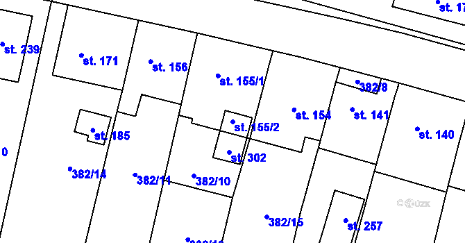 Parcela st. 155/2 v KÚ Velemín, Katastrální mapa