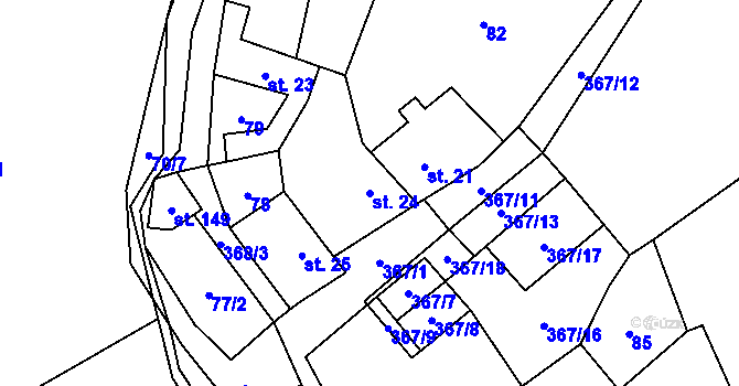 Parcela st. 24 v KÚ Minice, Katastrální mapa