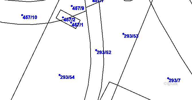 Parcela st. 293/52 v KÚ Minice, Katastrální mapa