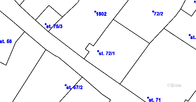 Parcela st. 72/1 v KÚ Velemyšleves, Katastrální mapa
