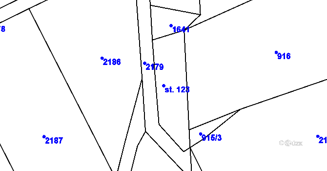 Parcela st. 123 v KÚ Velemyšleves, Katastrální mapa