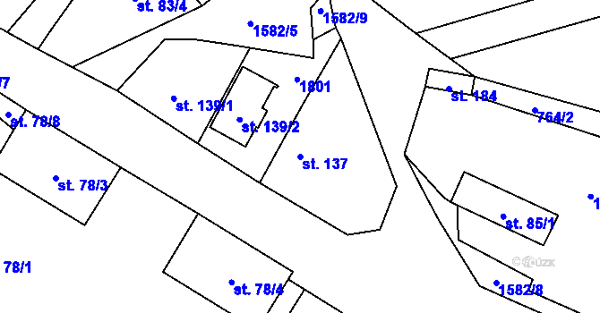 Parcela st. 137 v KÚ Velemyšleves, Katastrální mapa