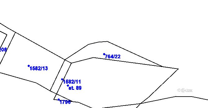 Parcela st. 764/22 v KÚ Velemyšleves, Katastrální mapa