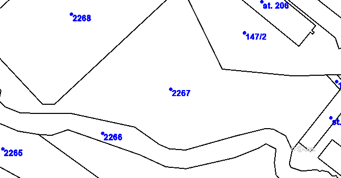 Parcela st. 2267 v KÚ Velemyšleves, Katastrální mapa